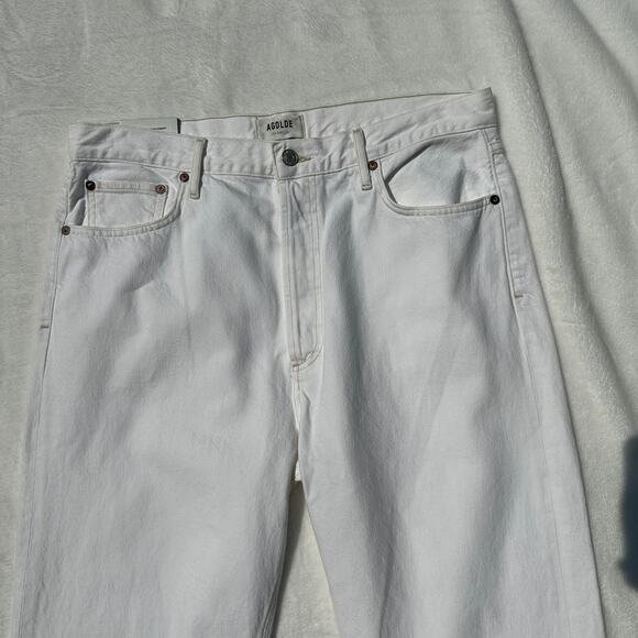AGOLDE 90's Pinch Waist High Rise Straight Jeans Porcelain White Sz 31 NWT $200 - Picture 8 of 14